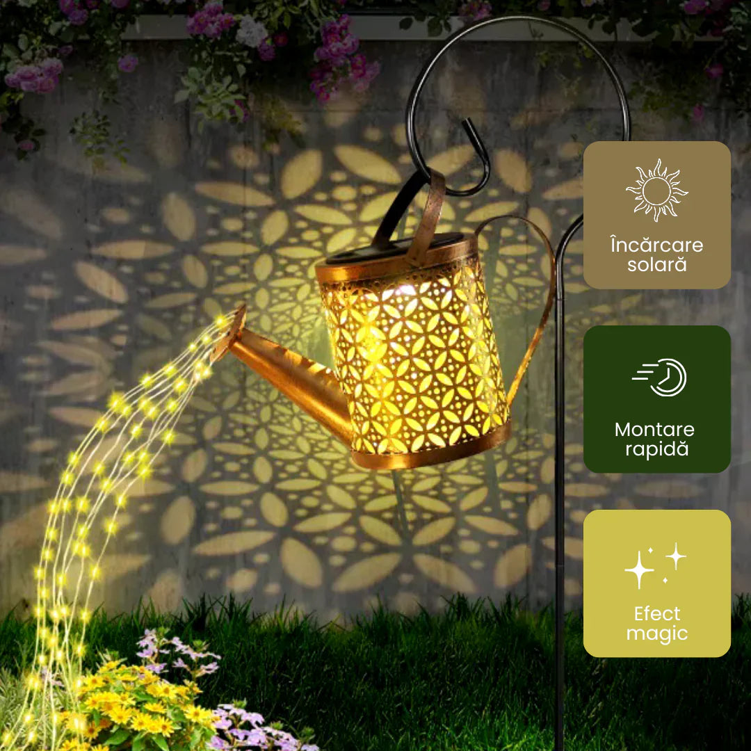 Lampa solara decorativa tip stropitoare – LED cu efect cascada, pentru gradina si terasa din ABS si metal