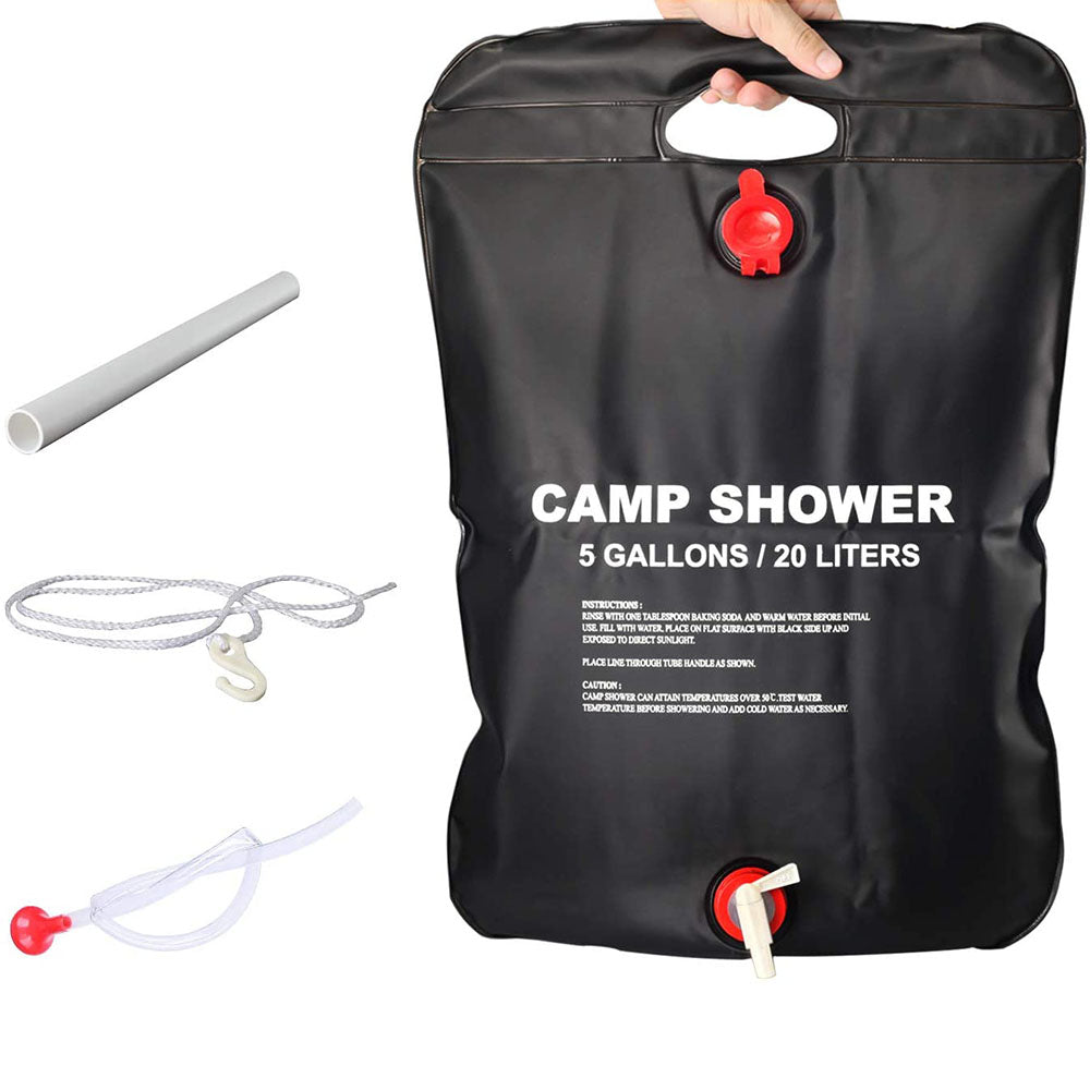 Dus solar pentru camping, PVC, reglabil, capacitate 20 litri + Lanterna tip felinar solar cu functie incarcare telefon CADOU