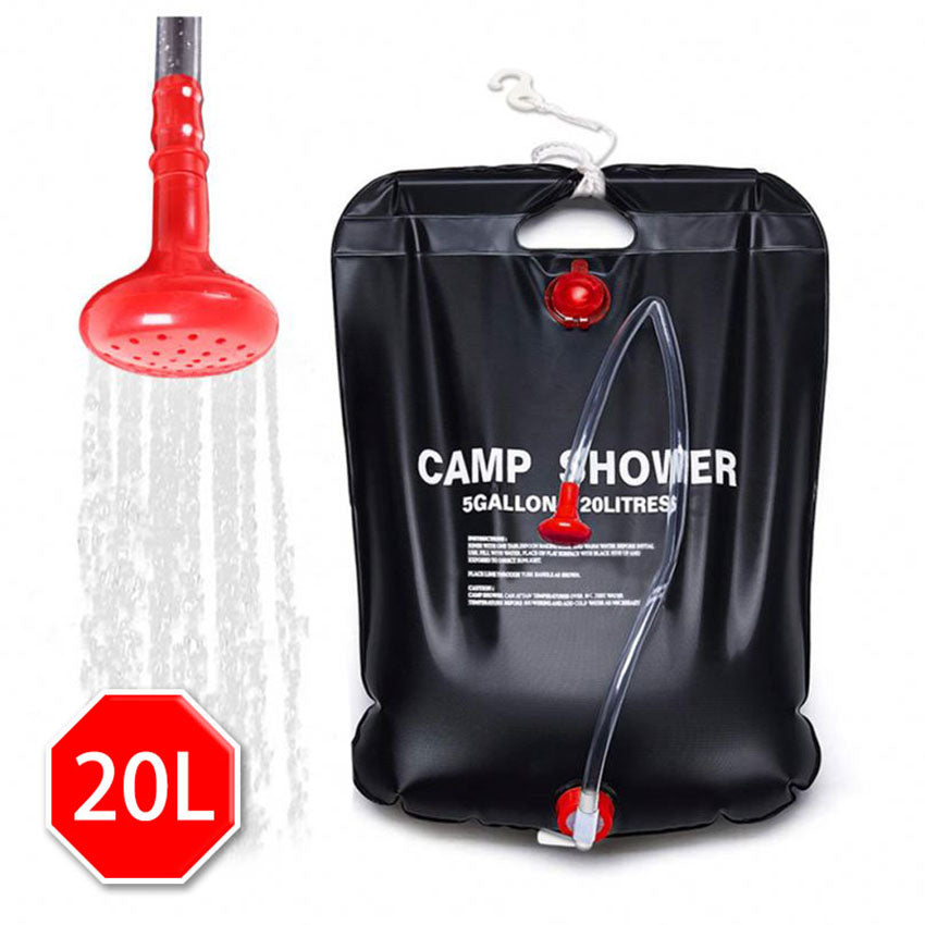 Dus solar pentru camping, PVC, reglabil, capacitate 20 litri + Lanterna tip felinar solar cu functie incarcare telefon CADOU