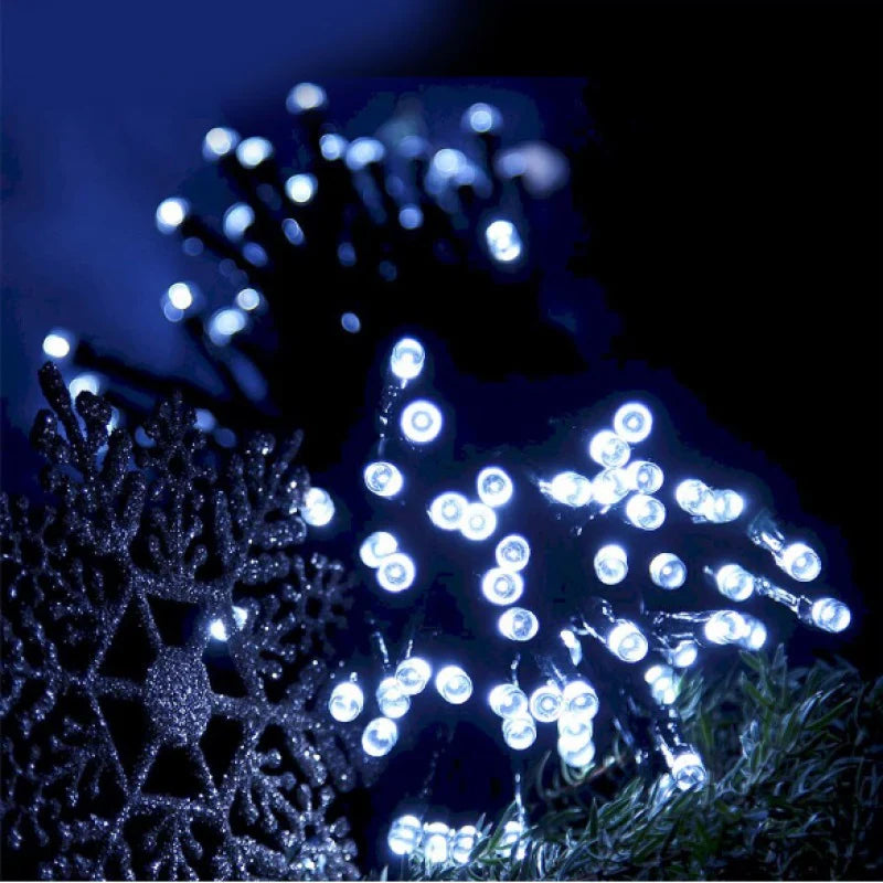 Instalatie cu incarcare solara, 500 LED, 50 metri, 12-14 ore de functionare