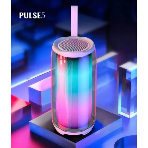 Boxa portabila cu lumini colorate, Bluetooth, PLUSE5, Alb
