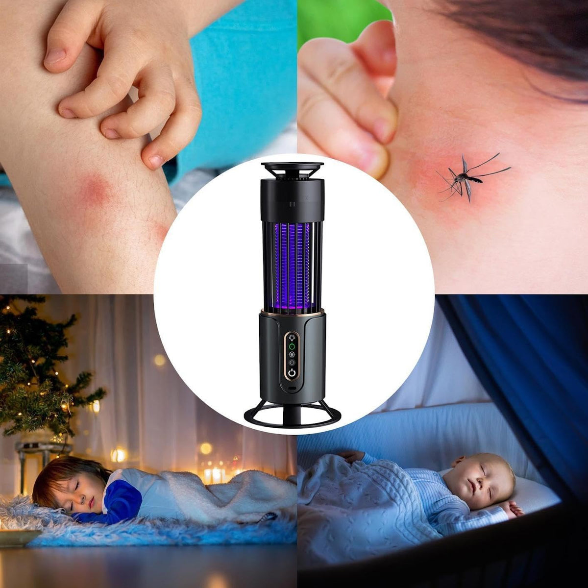 Lampa UV anti insecte, tantari si muste, 2 in 1, acumulator, cu functie de lampa de veghe