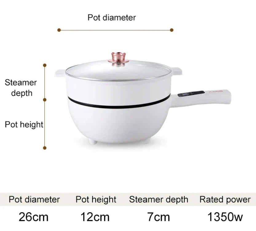 Tigaie electrica 26cm, inteligenta, multifunctionala 3L + Dispenser detergent vase cu suport pentru burete CADOU