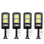 Set 4 Lampi cu incarcare solara, 108 LED-uri COB, senzor de miscare si telecomanda