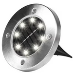 Set 4 Lampi Solare metalice Argintii Disk Lights pentru gradina + Hamac CADOU!