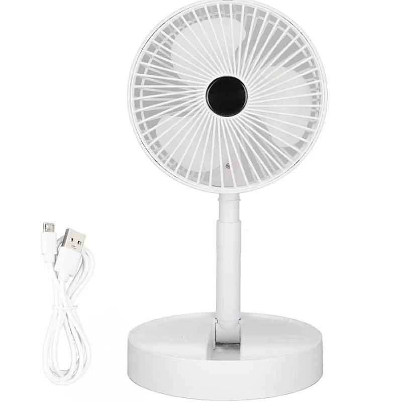 Ventilator portabil de masa cu incarcare prin USB cu 3 Trepte de viteza Alb