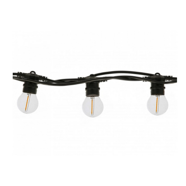 Ghirlanda Luminoasa 5M cu 10 Becuri LED, E27, 1W, Interconectabile,Cablu cu Pendul Negru, Lumina Calda,de Exterior