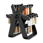 Set 18 recipiente condimente cu suport rotativ, 34x23 cm, pivotant 360°, negru