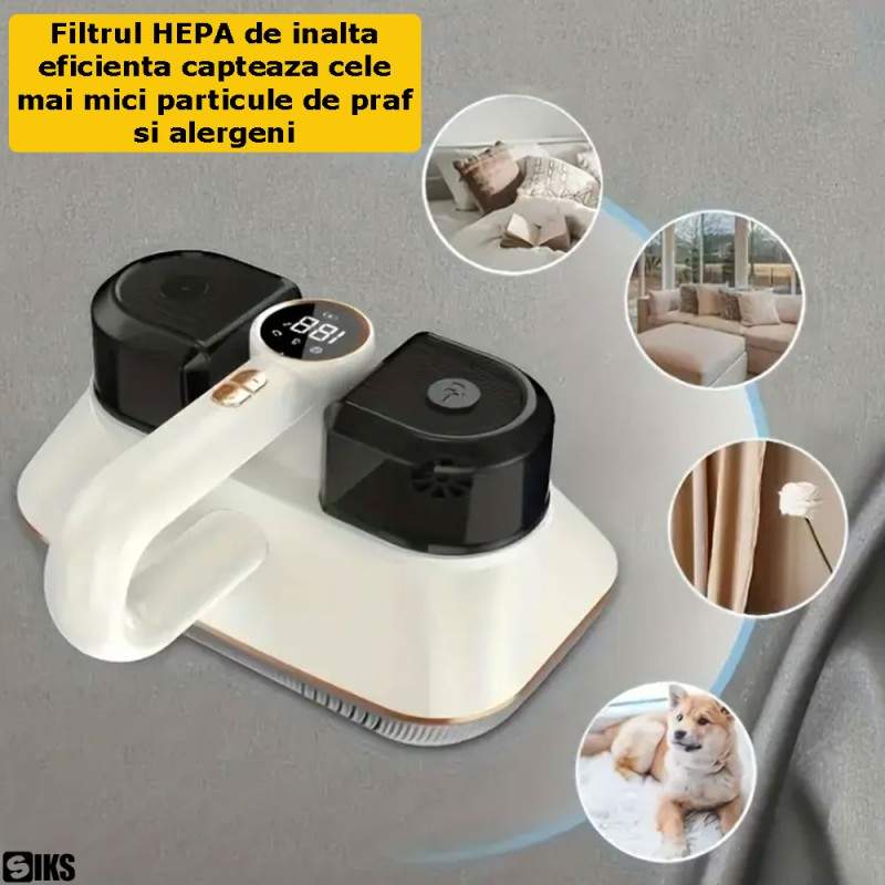 Aspirator Anti-Acarieni UV-C SIKS Cu Tehnologie Avansata, Filtrare HEPA