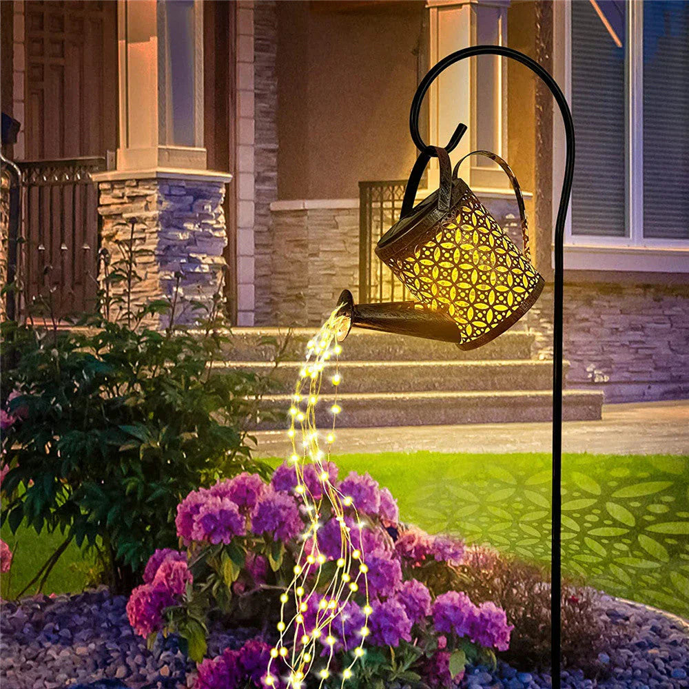 Lampa solara decorativa tip stropitoare – LED cu efect cascada, pentru gradina si terasa din ABS si metal