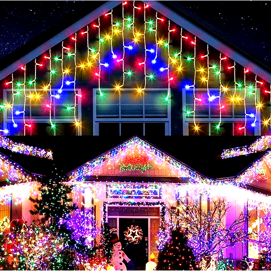 1+1 CADOU Instalatie franjuri 12m, 300 LED-uri, de exterior, interconectabile