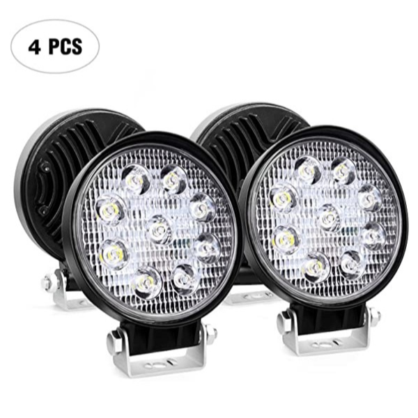 Set 4 proiectoare rotunde, 9 LED 42W auto off-road, IP 67