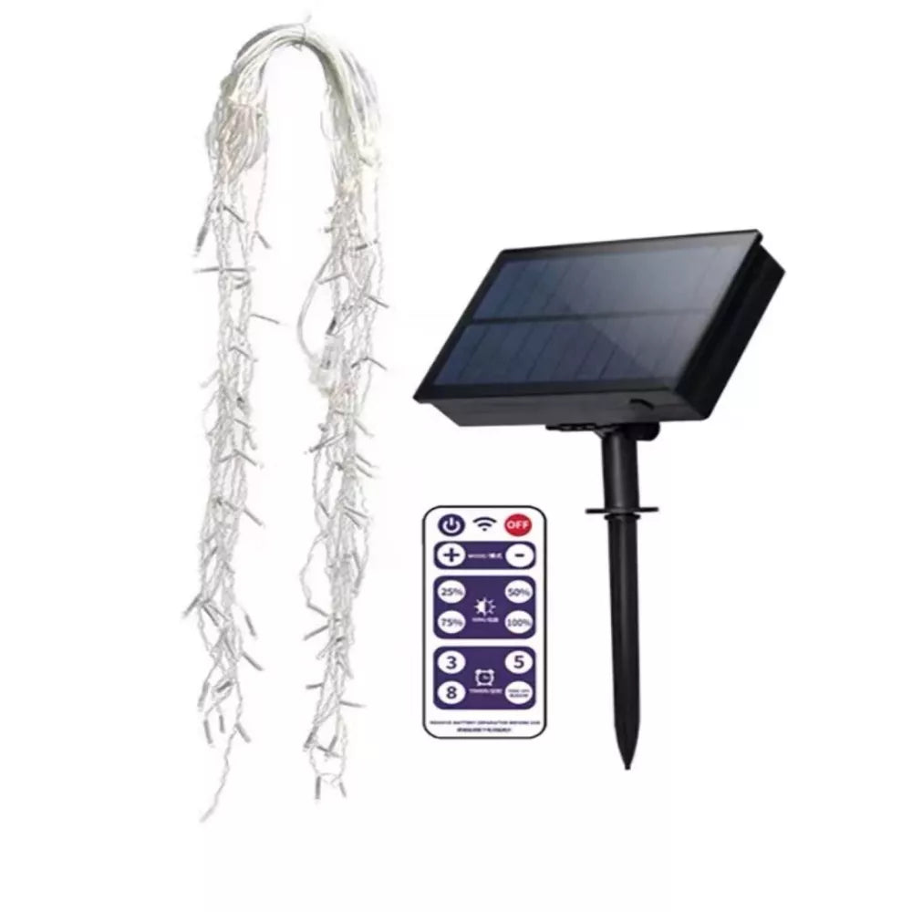 Instalatie cu incarcare solara 12 metri franjuri ,300 led diverse culori
