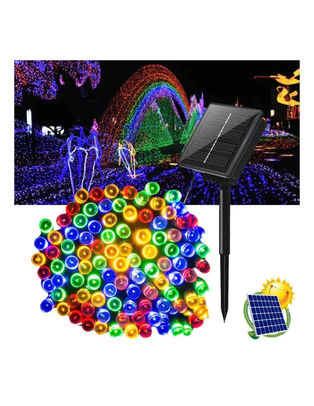 Instalatie cu incarcare solara, 500 LED, 50 metri, 12-14 ore de functionare