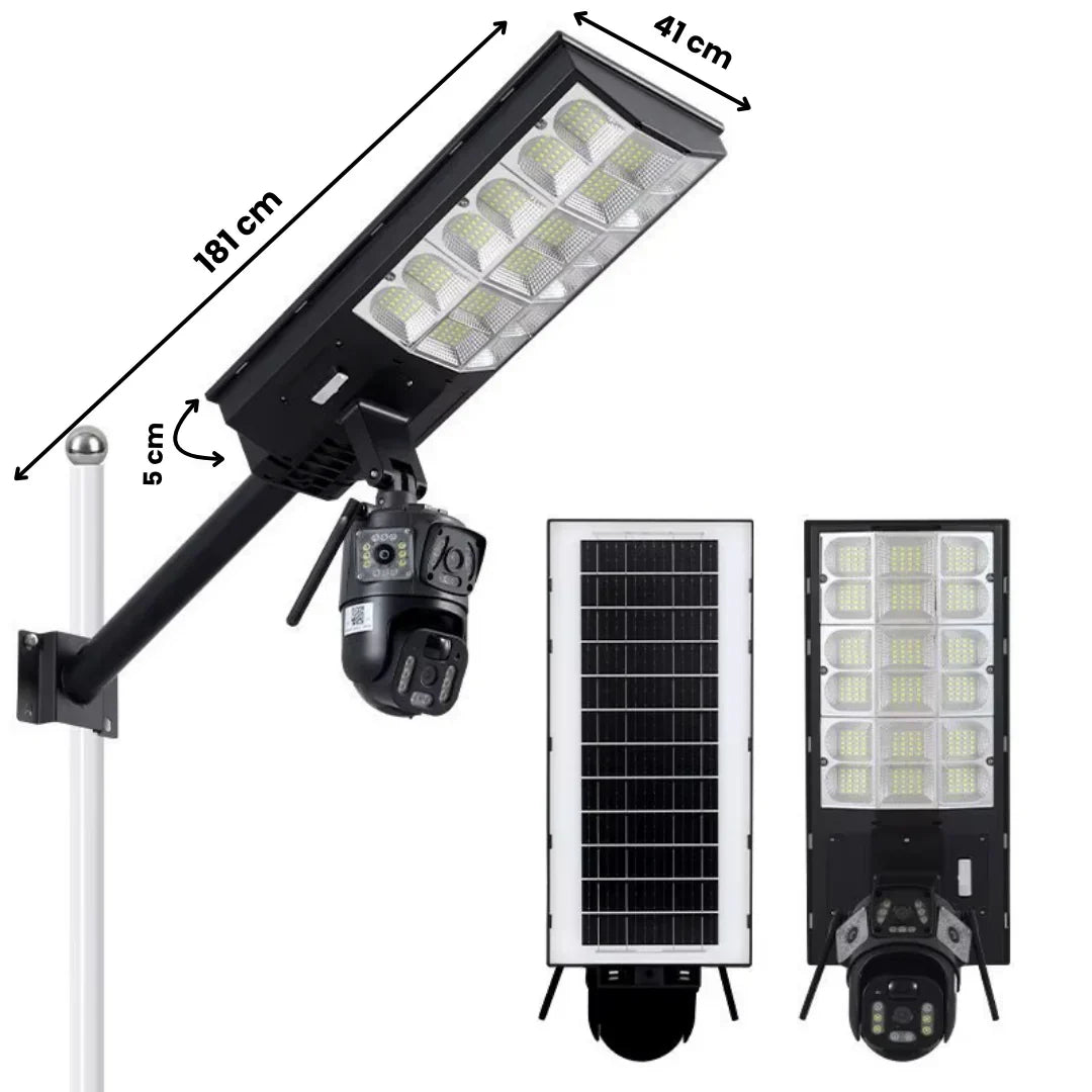 Lampa Solara cu Camera Supraveghere 450W, IP65, Detectie Miscare, Panou Solar Integrat, Monitorizare 24/7, Control Telefon, Rotatie 360°