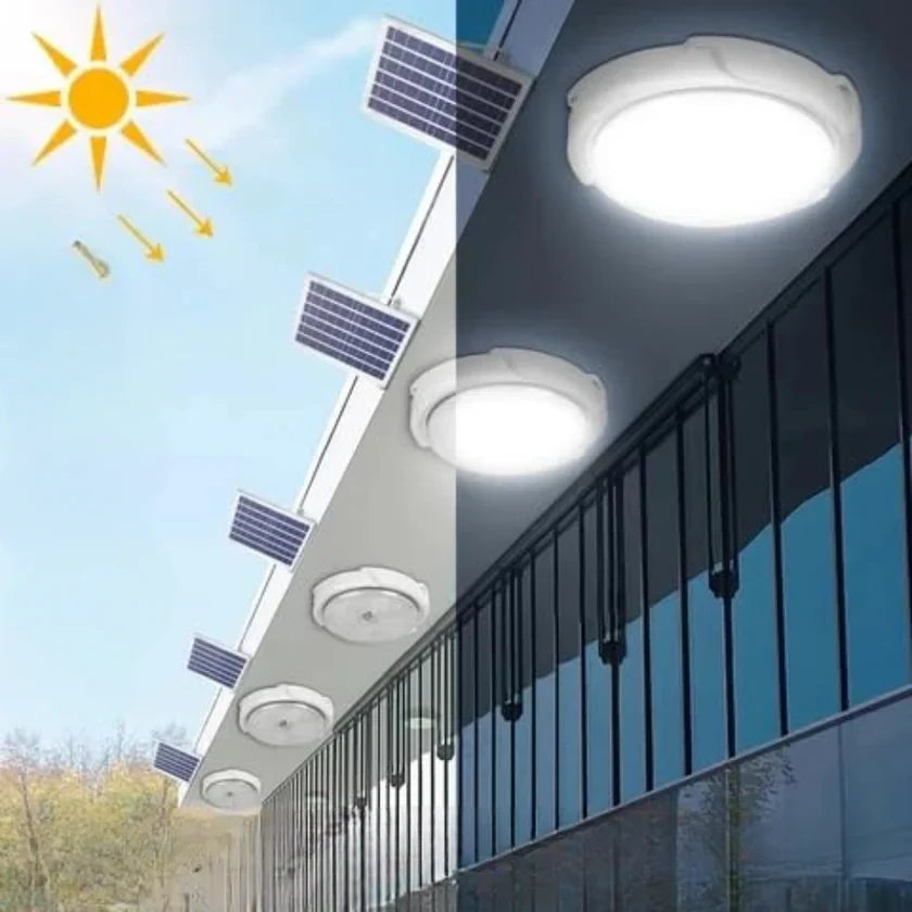Plafoniera solara 60W Jortan, 74 LED, cu senzor de amurg incorporat si telecomanda + Lampa solara cu 100 LED CADOU