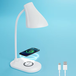 Lampa birou LED cu incarcare wireless, alb, 18x10x41cm