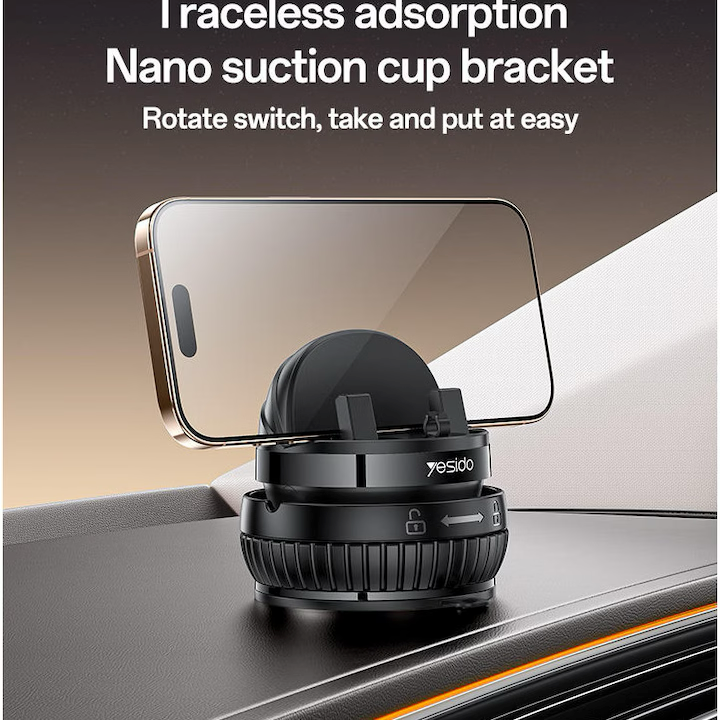 1+1 CADOU Suport auto pentru telefon, antiderapant si ultra stabil, cu pad din silicon