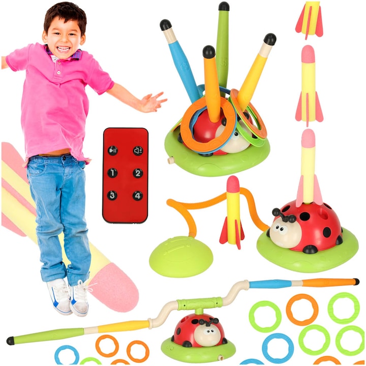 Jucarie interactiva copii, Artemis, set 3 in 1, multicolor, pentru interior si exterior, 22cm diametru, 112cm lungime bete rotative