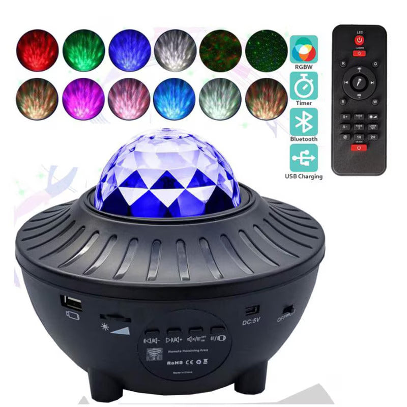 Proiector Amouhom, Lumini LED, Telecomanda, Bluethooth, Cablu USB