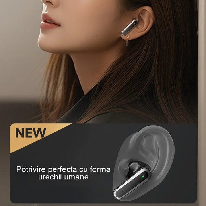 Casti wireless, ZeeTech cu reducere activa a zgomotului, ecran tactil, Negru