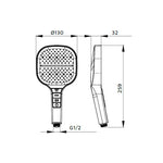 Para de dus Aquasanit Atlas, 3 functii, anti-calcar, 13x13 cm, conector 1/2, finisaj cupru lucios