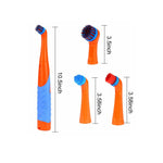 Set Perie Electrica CleanBoost, Universala, 4 Perii Interschimbabile, Cu Diametrul Diferit, Portocaliu/Albastru