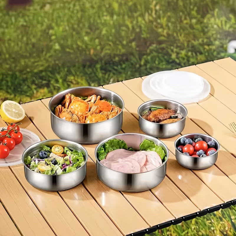 Pachet 1+1 CADOU Set de 5 recipiente alimentare din oțel inoxidabil cu capac