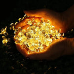 Instalatie solara 50 LED, ghirlanda luminoasa cu flori albe