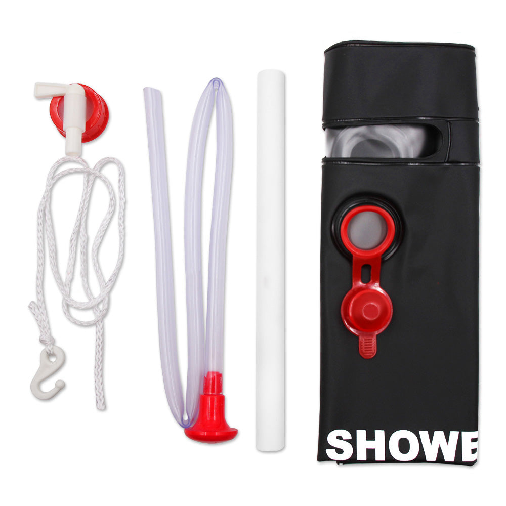 Dus solar pentru camping, PVC, reglabil, capacitate 20 litri + Lanterna tip felinar solar cu functie incarcare telefon CADOU