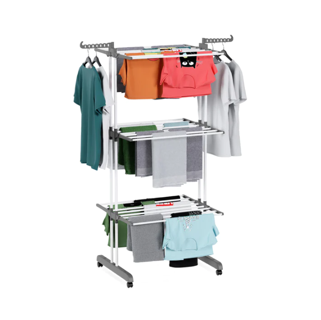 Uscator de rufe vertical mobil si pliabil cu suport umerase + Set 24 carlige CADOU