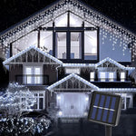 Instalatie cu incarcare solara 12 metri franjuri ,300 led diverse culori