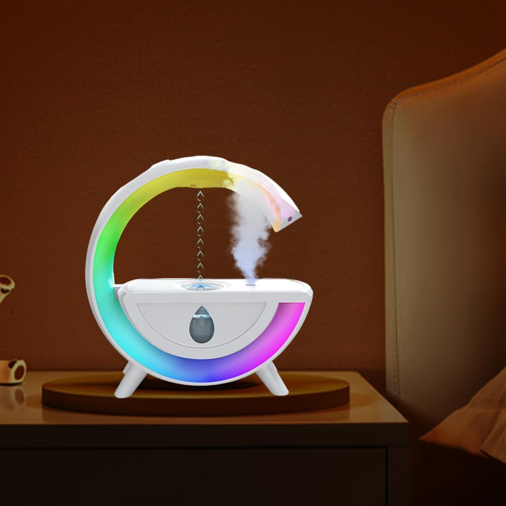Umidificator Aromaterapie Anti-Gravitație Alb, Lumina RGB