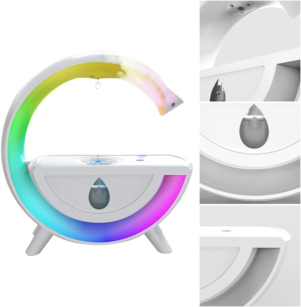 Umidificator Aromaterapie Anti-Gravitație Alb, Lumina RGB