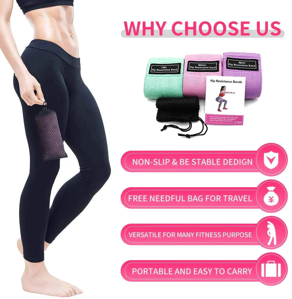 Set 3 benzi elastice fitness, 3 niveluri de rezistenta, pentru coapse, fese si picioare