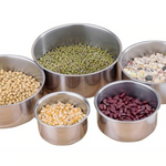 Set 5 caserole din inox prevazute cu capace din plastic transparent