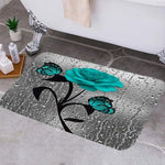 Set baie 4 piese: perdea, covorase si husa de toaleta, Blue Rose