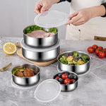 Pachet 1+1 CADOU Set de 5 recipiente alimentare din oțel inoxidabil cu capac