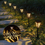 Set 6 lampi solare decorative pentru gradina alb cald model triunghi