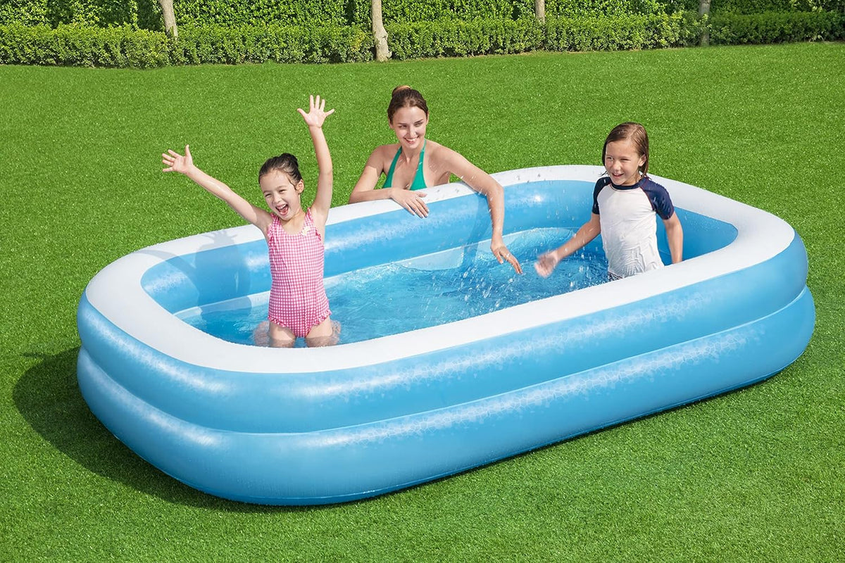 Pachet promotional Piscina Gonflabila cu 2 inele + Hamac din bumbac, dimensiuni 200 x 80 cm + Pompa electrica CADOU
