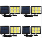Set 4 Lampa 100 LED COB putere 100W cu incarcare solara si senzor de miscare