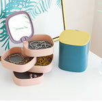 Organizator bijuterii cu oglinda, 4 setare, plastic ABS, Roz