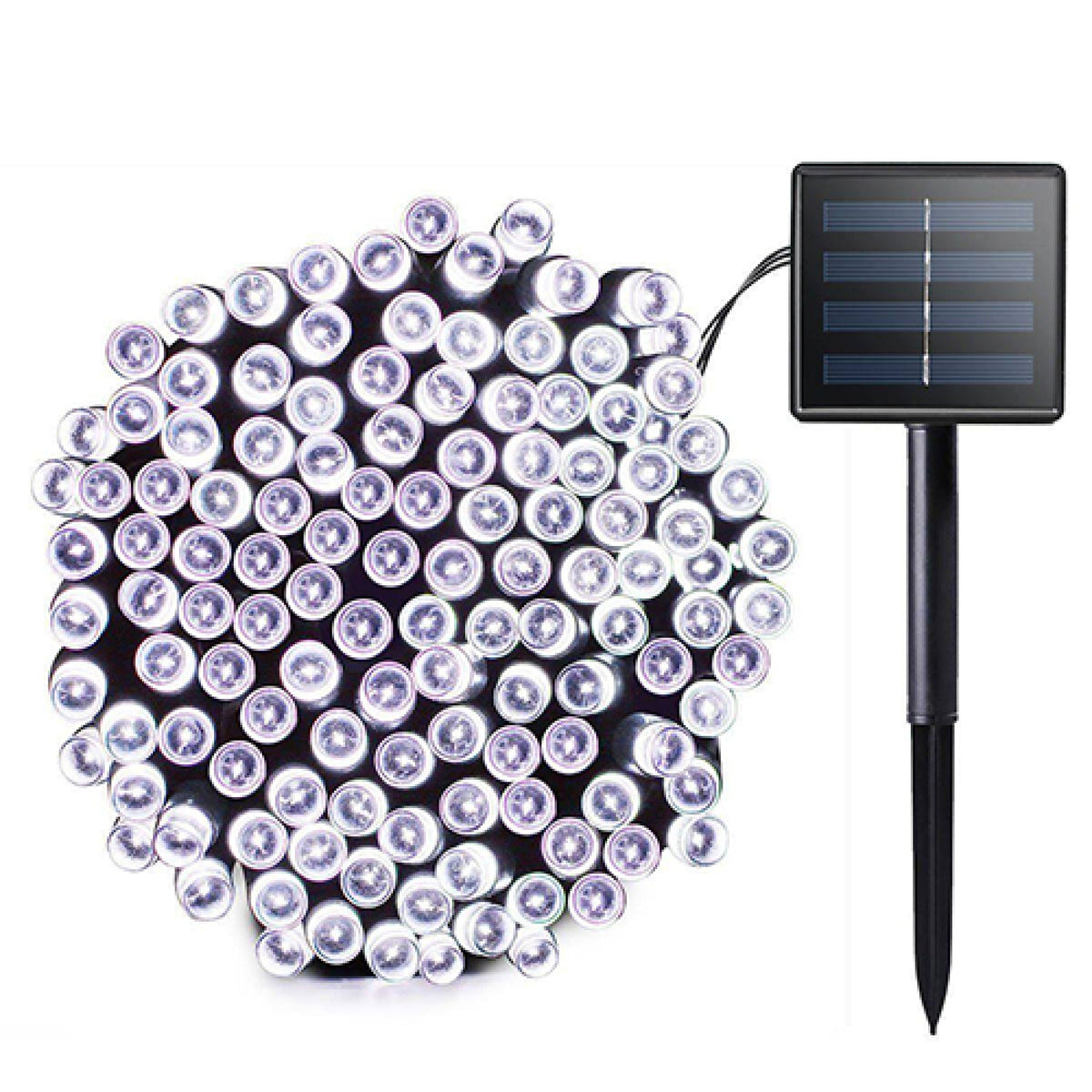 Instalatie Craciun 10m cu flash, 200 LED-uri, de exterior, tip franjuri, turturi ,fir alb, interconectabila + Instalatie solara 10 metri, 100 LED CADOU