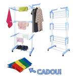 Uscator de rufe vertical mobil si pliabil cu suport umerase + Set 24 carlige CADOU
