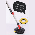 Set Mop Magic Rotativ 360° cu Talpă și Cuvă din Inox, 4 Rezerve Diferite + Perie Rosturi, Covoare Incluse + CADOU SURPRIZA