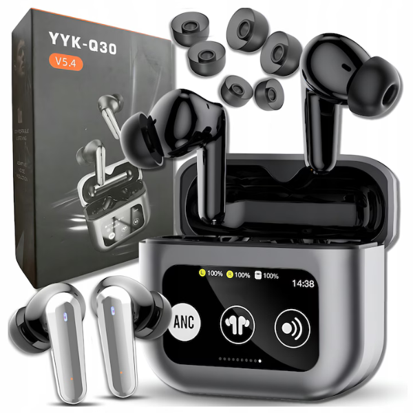 Casti wireless, ZeeTech cu reducere activa a zgomotului, ecran tactil, Negru