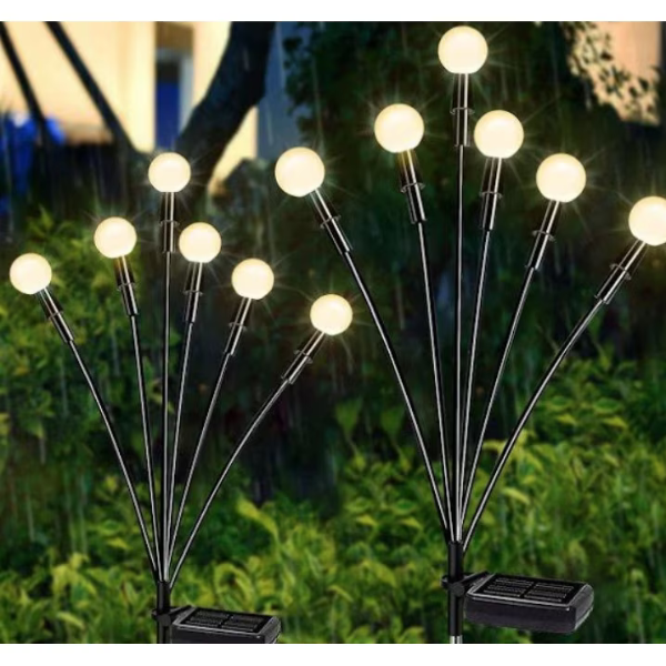 Set 2 x Lampa solara LED Alb Cald, 6 bulbi, decoratiune gradina
