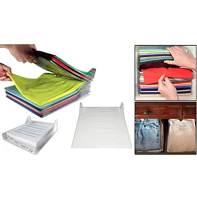 Organizator 10 tricouri / camasi EZTAX Slim din plastic Transparent