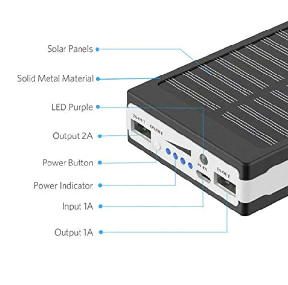 Baterie externa solara cu lanterna LED, 5000 mAh