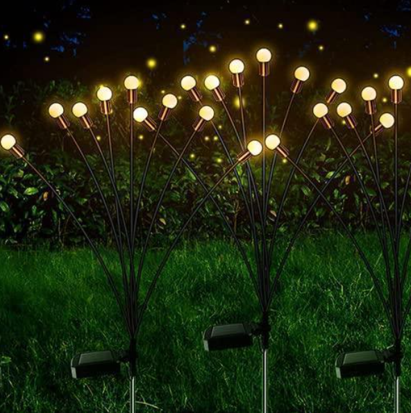Set 2 x Lampa solara LED Alb Cald, 6 bulbi, decoratiune gradina